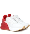Alexander Mcqueen Red And White Contrast Leather Sneakers In White/red