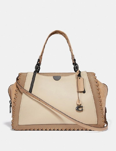Coach Dreamer 36 Bag In Ivory Whipstitch Colorblock Mixed Leather In Ivory Multi/pewter