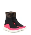 Fendi Kids' Logo Jacquard Knit Sock Sneakers In Rosa