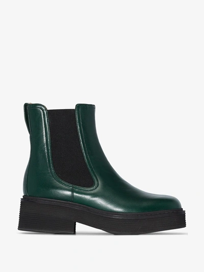 Marni 40mm Millerighe Leather Ankle Boots In 00v91 Green