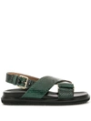 Marni 20mm Crisscross Leather Flat Sandals In 00v91 Junip