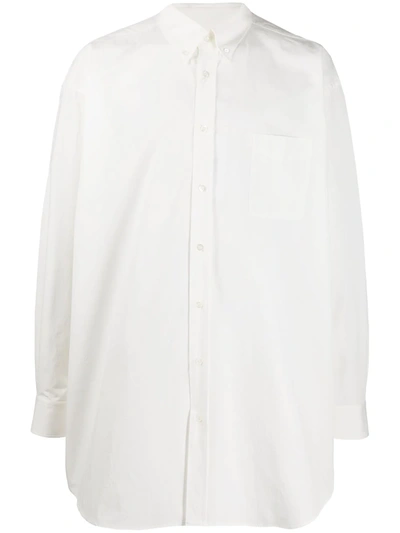 Maison Margiela Oversized Cotton Shirt W/ Pocket In White