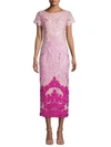 Js Collections Boatneck Embroidered Midi Dress In Pink