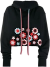 Alanui Cropped Embroidered Hoodie In Black