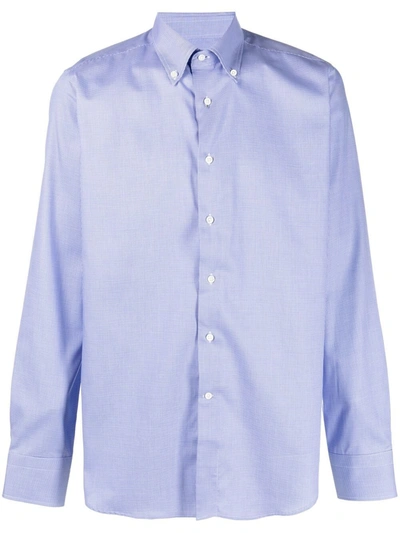 Canali Modern-fit Textured Button-down Shirt In Blue