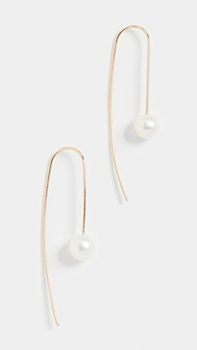 Zoë Chicco 14k Gold White Freshwater Cultured Pearl Wire Earrings In Yellow Gold