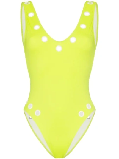 Solid & Striped Michelle Eyelet Detail Swimsuit In Green