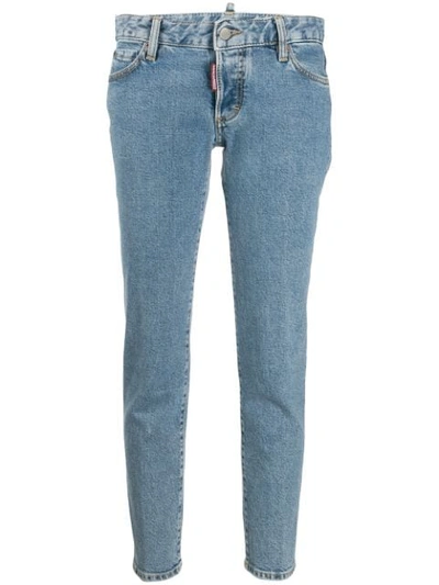 Dsquared2 Maple Leaf Patch Slim-fit Jeans In Blue