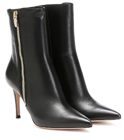 Gianvito Rossi Trinity Zipper Leather Ankle Boots In Black