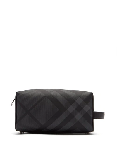 Burberry London-check Wash Bag In Dark Charcoal