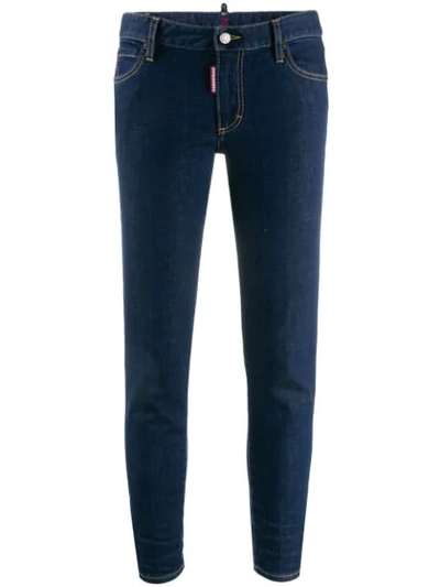 Dsquared2 Twiggy Cropped Jeans In Blue