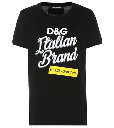 Dolce & Gabbana Logo Print Cotton T-shirt In Black