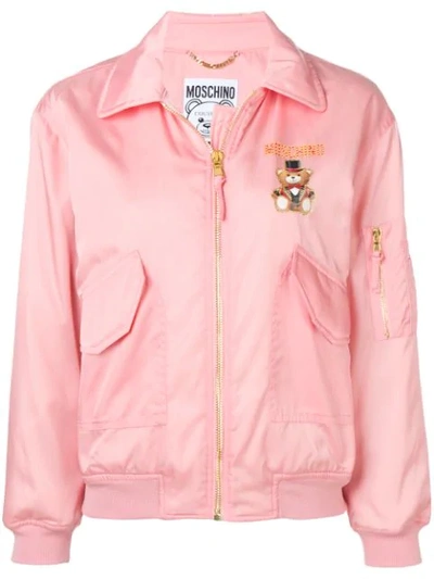 Moschino Teddy Bear Circus Printed Bomber Jacket In Pink