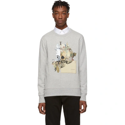 Alexander Mcqueen Sweatshirt With Skull Patchwork Print In 0902 Plgrey