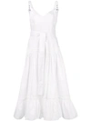 Proenza Schouler Sleeveless Belted Poplin Flounce Dress In White