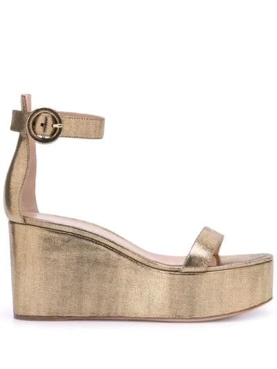 Gianvito Rossi Platform Wedge Sandals In Gold