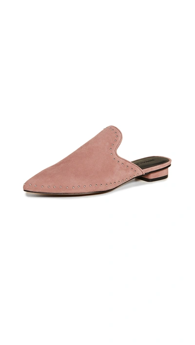 Rebecca Minkoff Chamille Studded Leather Slippers In Berry Smoothie Suede