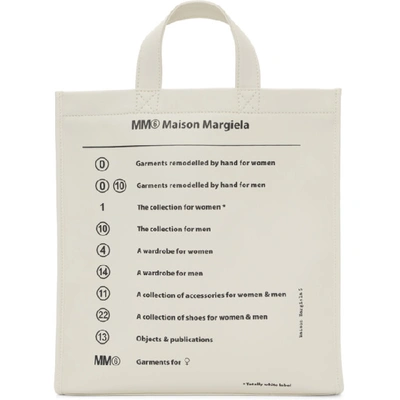 Mm6 Maison Margiela Numbers Logo Tote In T1003 White
