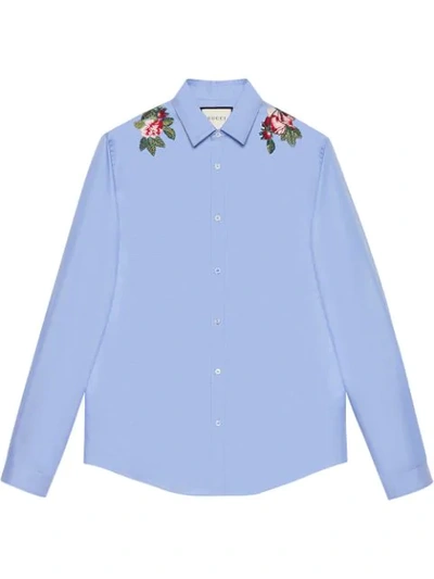 Gucci Embroidered Duke Shirt In Blue