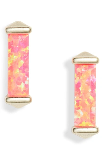 Kendra Scott Fletcher Baguette Stud Earrings In Hot Pink Opal