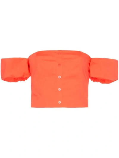 Staud Off-the-shoulder Cotton-blend Top In Orange