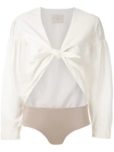 Framed Athena Bodysuit In White