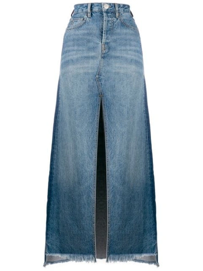 Marcelo Burlon County Of Milan Vintage Wash Denim Long Skirt - Blue