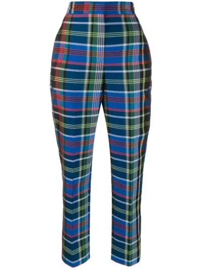 Ports 1961 High-waisted Plaid Trousers In Blue