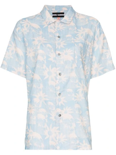 Double Rainbouu Floral-print Hawaiian Shirt In Blue