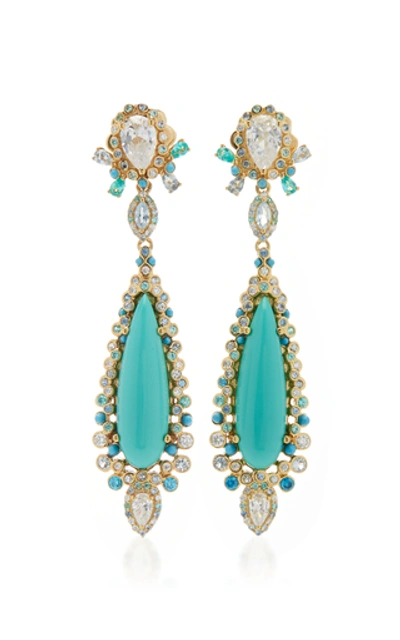 Anabela Chan Turquoise Tigerlilly Earrings In Blue