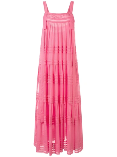 lee mathews pink dress Lee Mathews Tiered Silk-chiffon Maxi Dress In Pink