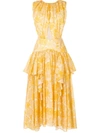 Acler Grosvenor Cutout Printed Georgette Dress In Yellow