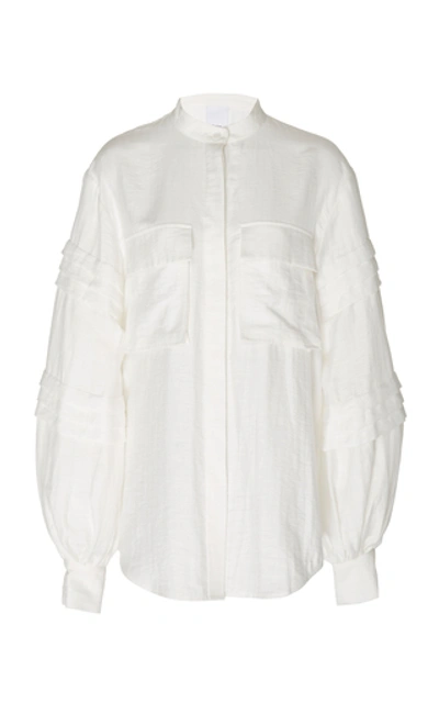 Acler Orwell Pleated Voile Shirt In White