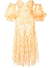 Acler Holland Drop-shoulder Lace Midi Dress In Yellow