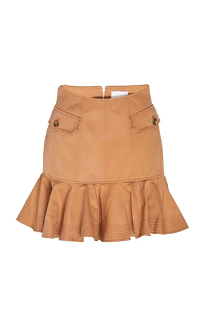 Acler Delton Ruffled Crepe Mini Skirt In Brown