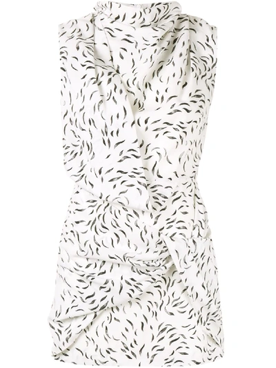 Acler Jasper Draped Printed Satin Mini Dress In White