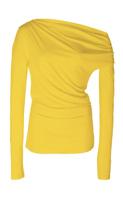Acler Harmon Draped Stretch-modal Top In Yellow