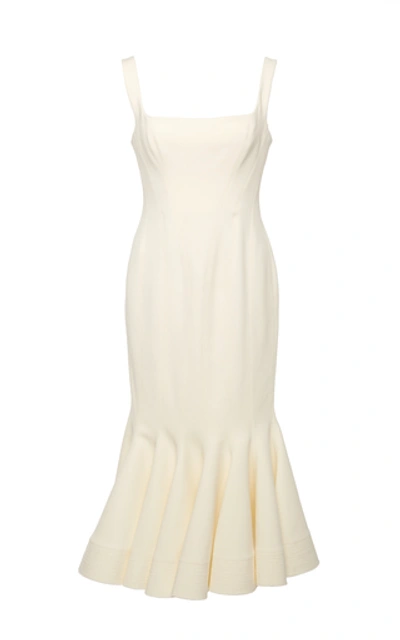 Acler Mawson Square-neck Stretch-knit Midi Dress In White