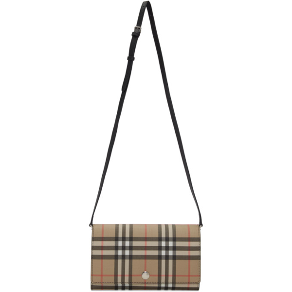 burberry vintage check card case with detachable strap