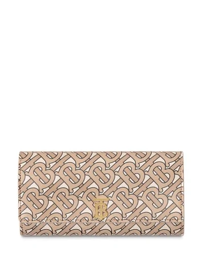 Burberry Monogram Print Leather Continental Wallet In Neutrals