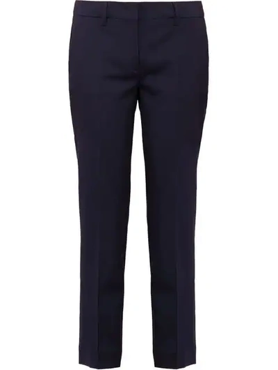 Prada Cropped Tailored Trousers In Blue