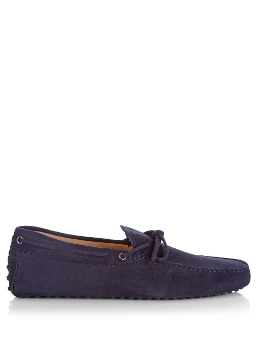 Tod's Laccetto Suede Driving Shoes In Navy | ModeSens