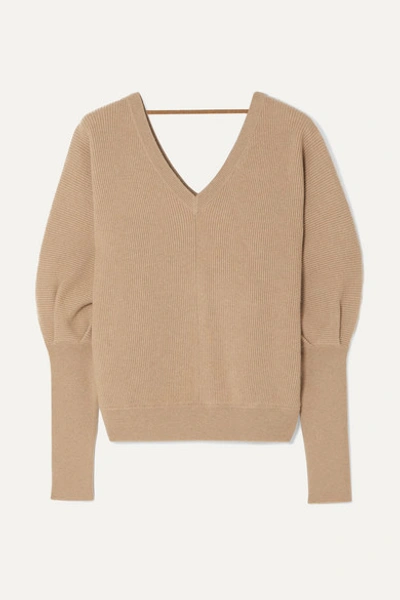 Brunello Cucinelli Giovanna Cashmere Shoulder-cutout Sweater In Farro