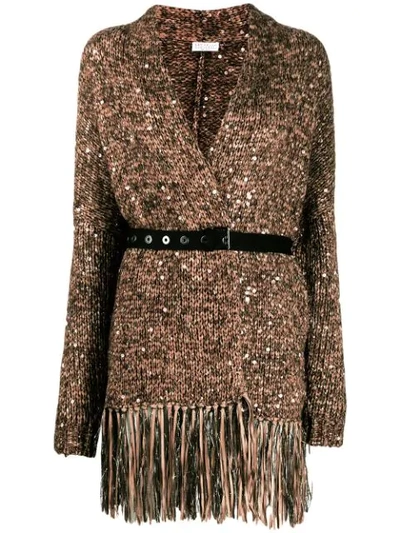 Brunello Cucinelli Ribbon Fringe And Sequined Cardigan In Cw705
