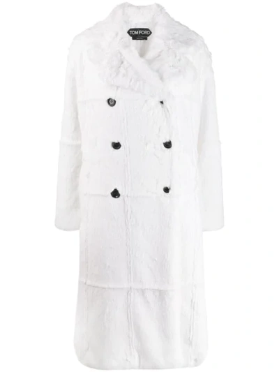 Tom Ford Shearling Double-breasted Big Coat In White