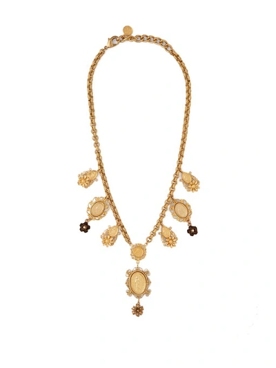Dolce & Gabbana Medallion & Flower Necklace In Gold
