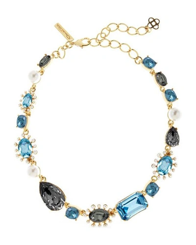 Oscar De La Renta Bold Mixed-jewel Necklace In Blue