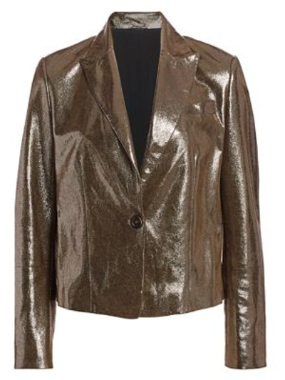 Brunello Cucinelli Sparkling Napa Leather Jacket In Metallic