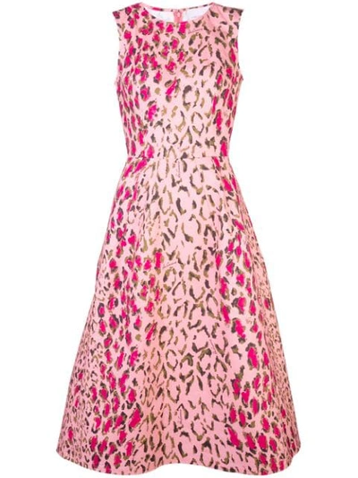 Carolina Herrera Sleeveless Leopard A-line Dress In Pink