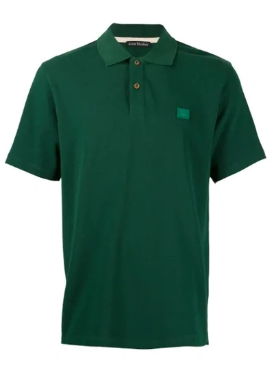 Acne Studios Face Patch Polo Shirt In Green